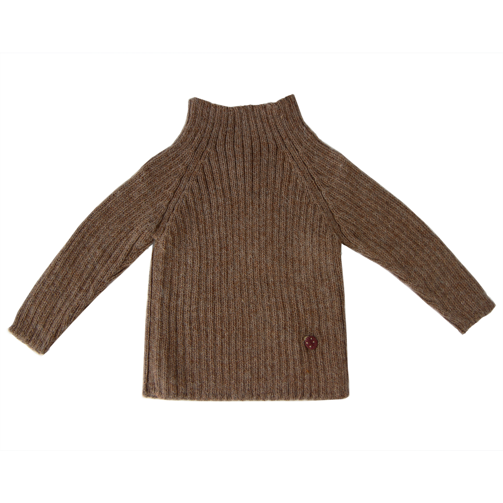 Esencia Rib Sweater - 100% Alpaca Fiber Cocoa | Little Mino