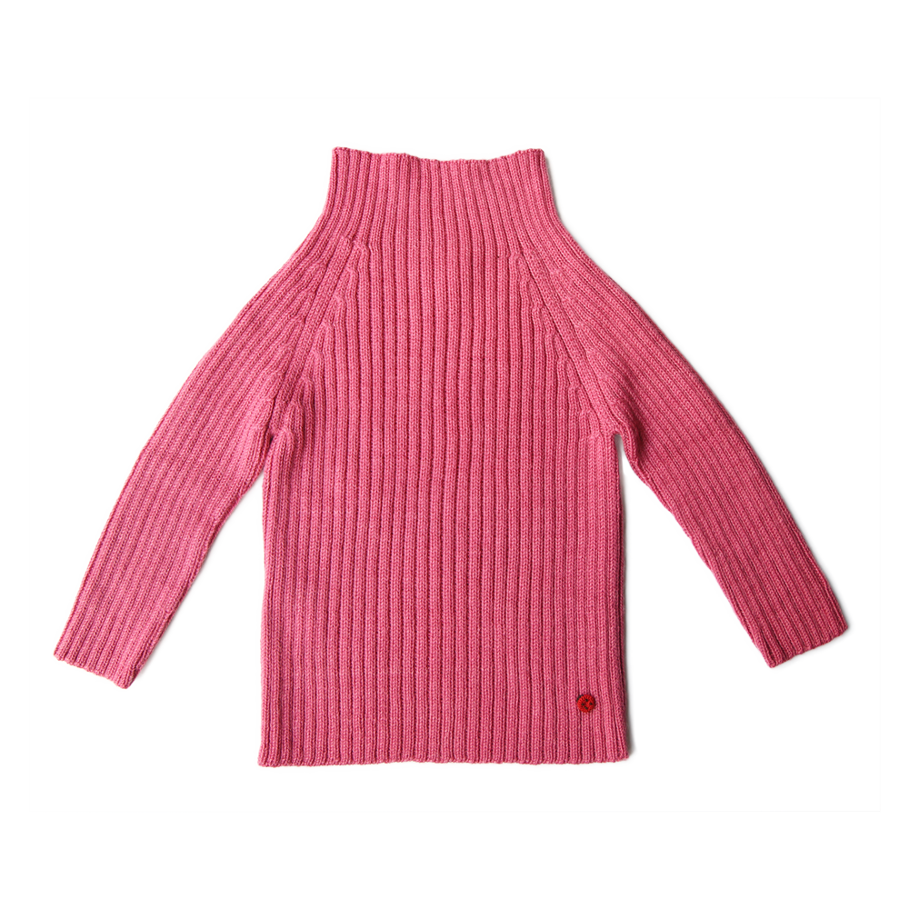 Esencia Rib Sweater - 100% Alpaca Fiber Pink Coral | Little Mino