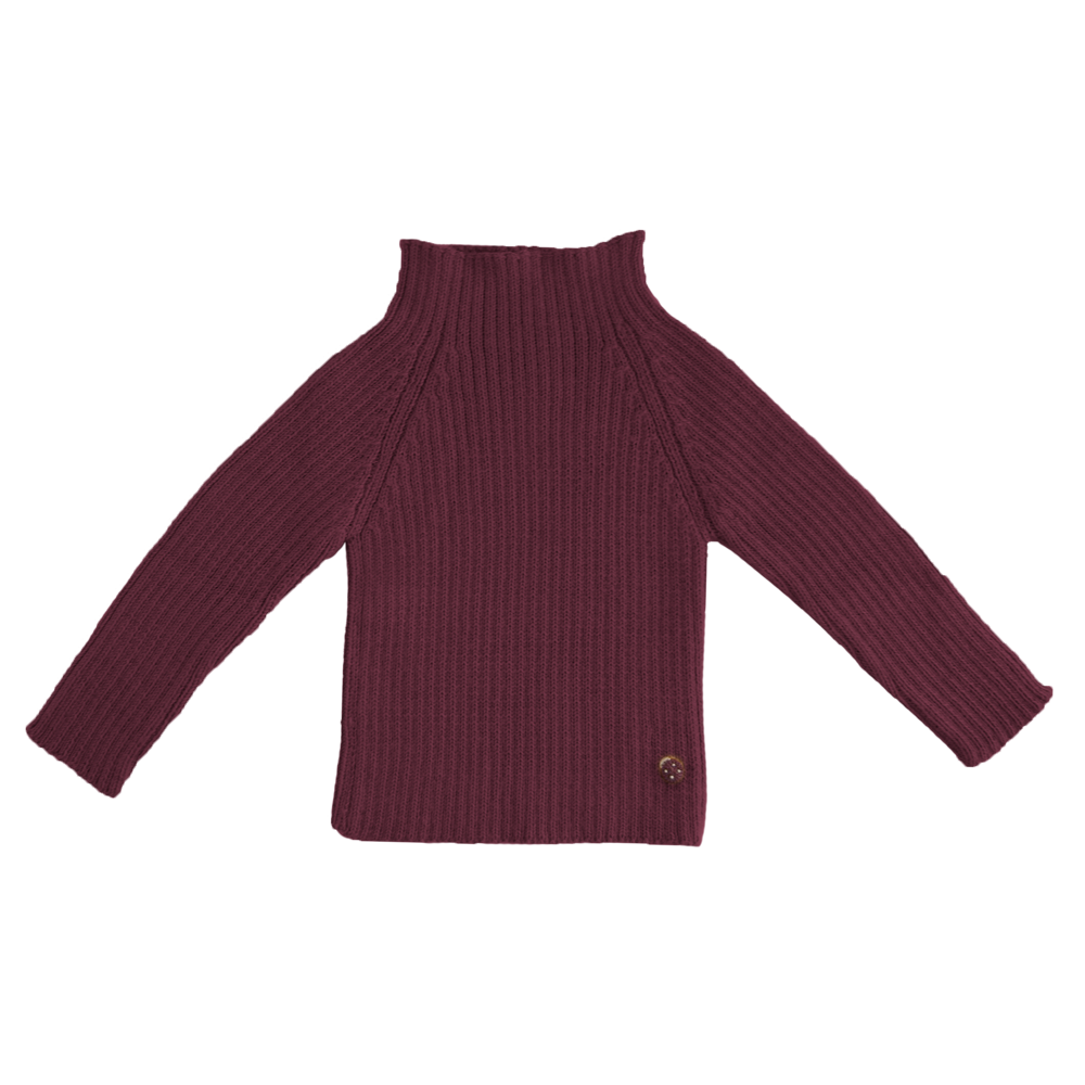 Esencia Rib Sweater - 100% Alpaca Fiber Red Plum | Little Mino