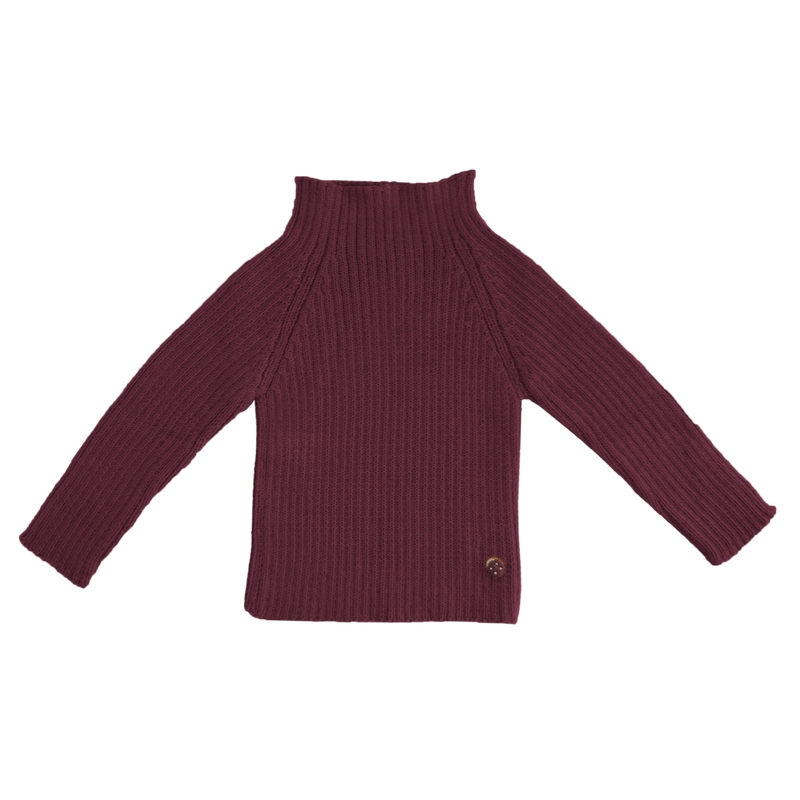 Esencia Rib Sweater - 100% Alpaca Fiber Red Plum | Little Mino