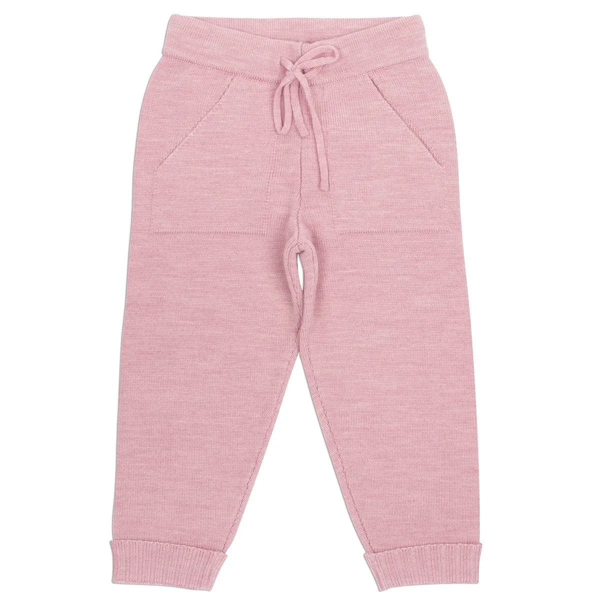 Lillelam 100% Merino Trousers with pockets - Heather Pink | Little Mino
