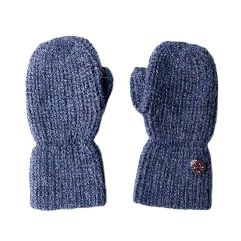 Esencia Alpaca Mittens - 100% Alpaca Fiber Blue | Little Mino