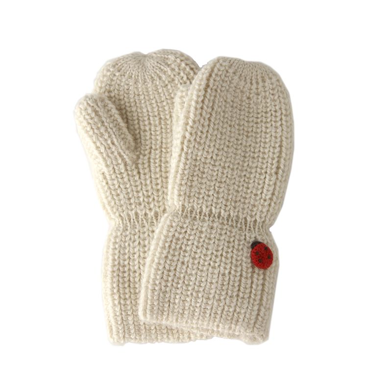 Esencia Alpaca Mittens - 100% Alpaca Fiber Ivory White | Little Mino