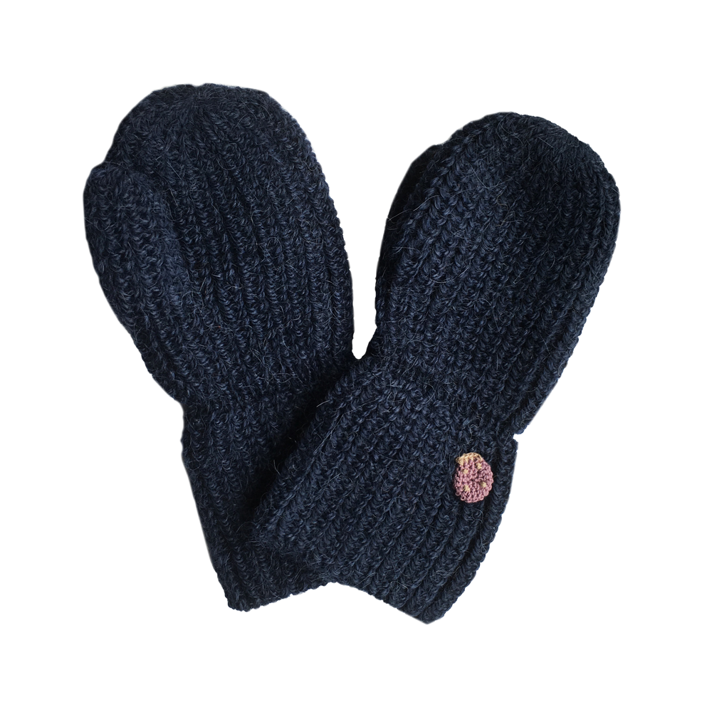 Esencia Alpaca Mittens - 100% Alpaca Fiber Navy Blue | Little Mino