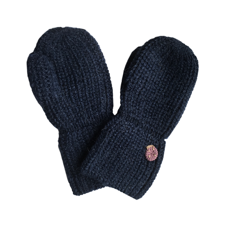 Esencia Alpaca Mittens - 100% Alpaca Fiber Navy Blue | Little Mino