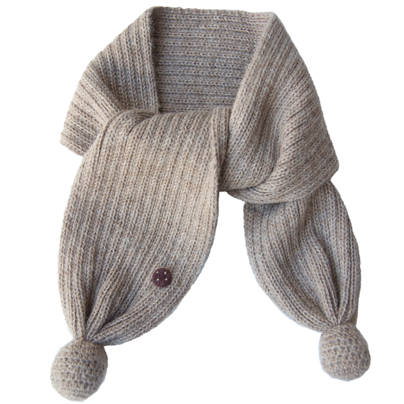 Esencia Alpaca Pompon Scarf - 100% Alpaca Fiber Pebble | Little Mino