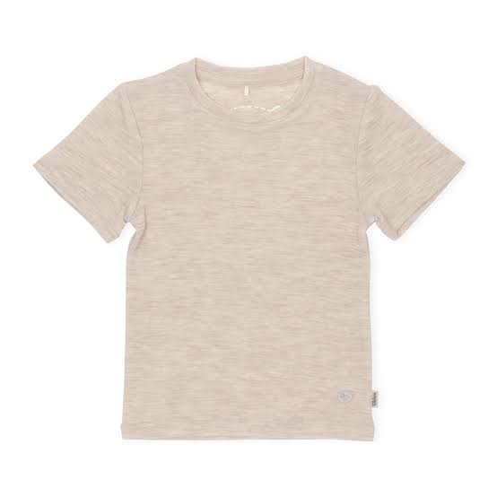 Lillelam 100% Merino T-Shirt Top - Beige | Little Mino