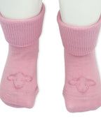 Lillelam Non-Slip Merino Wool Socks - Heather Pink | Little Mino