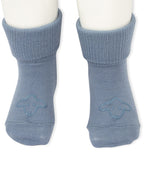 Lillelam Non-Slip Merino Wool Socks - Heather Blue | Little Mino