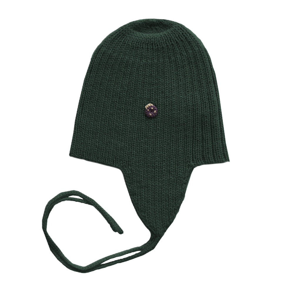 Esencia Alpaca Amber String Hat - 100% Alpaca Fiber Dark Green | Little Mino