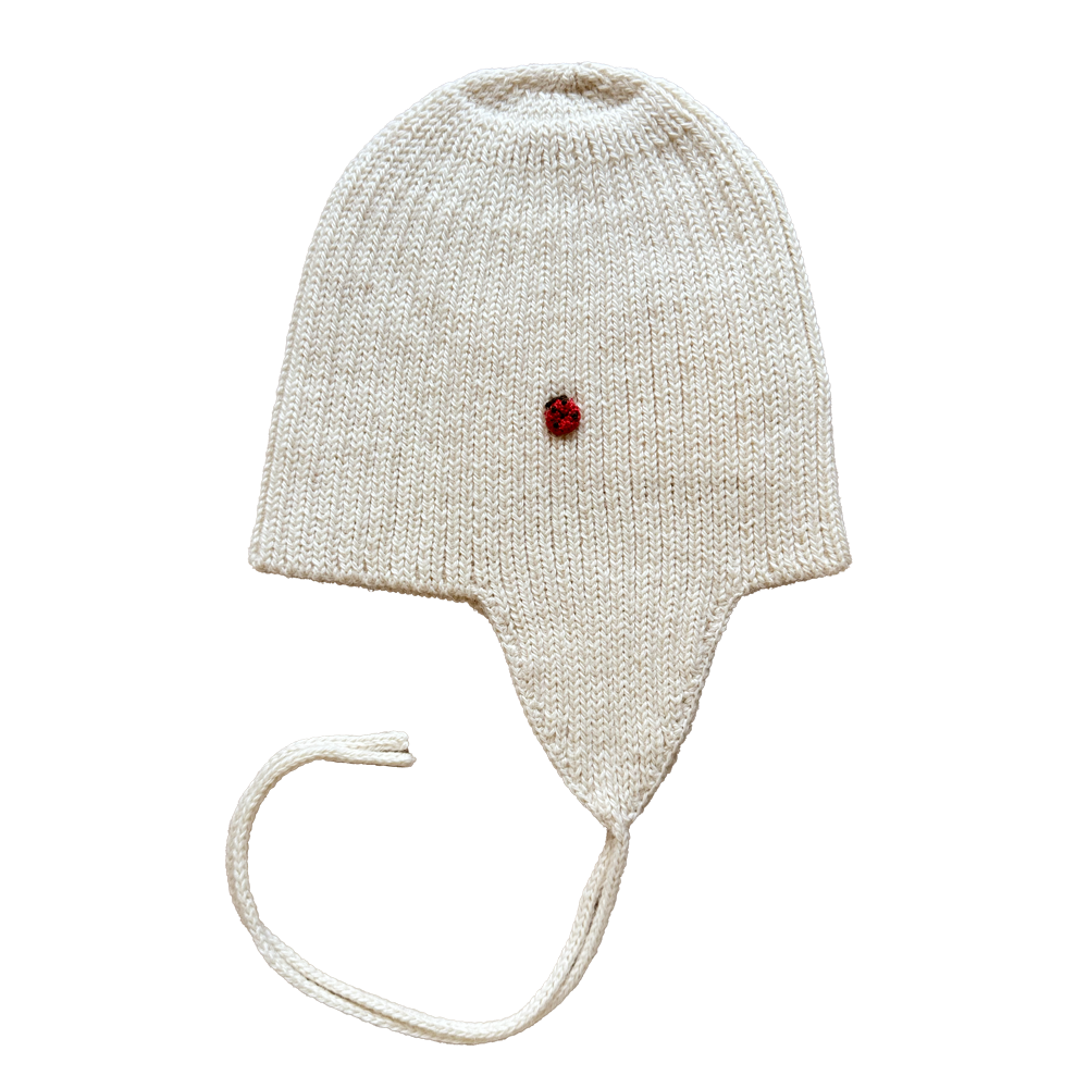 Esencia Alpaca Amber String Hat - 100% Alpaca Fiber Ivory White | Little Mino