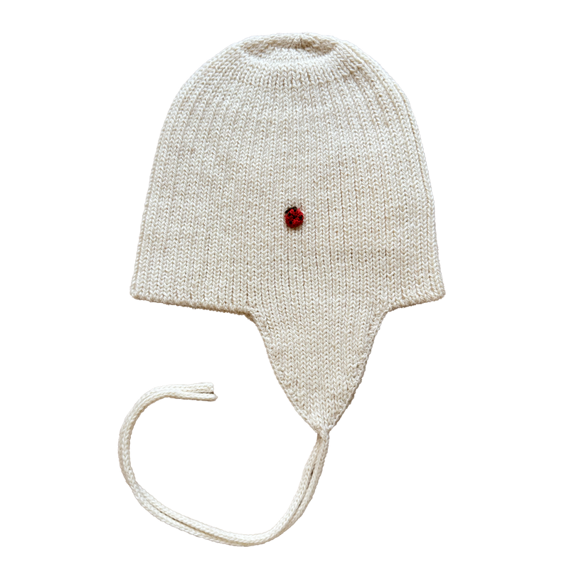 Esencia Alpaca Amber String Hat - 100% Alpaca Fiber Ivory White | Little Mino