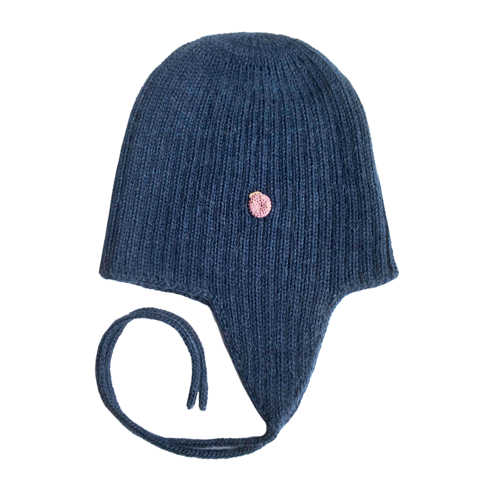 Esencia Alpaca Amber String Hat - 100% Alpaca Fiber Navy Blue | Little Mino
