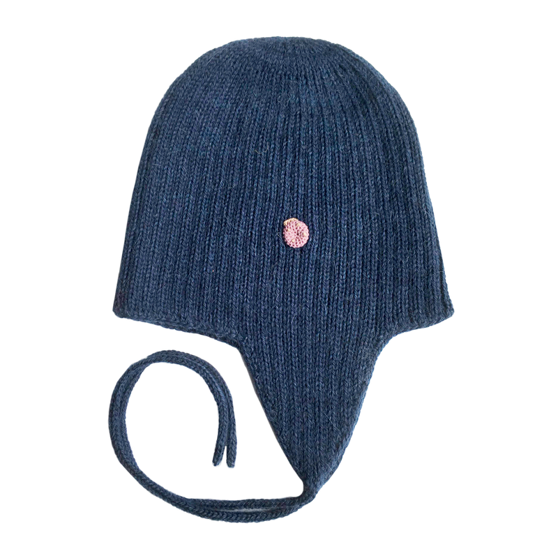 Esencia Alpaca Amber String Hat - 100% Alpaca Fiber Navy Blue | Little Mino