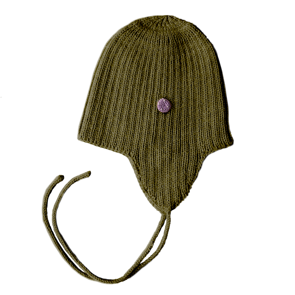 Esencia Alpaca Amber String Hat - 100% Alpaca Fiber Olive Green | Little Mino