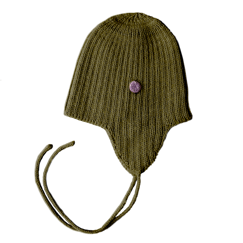 Esencia Alpaca Amber String Hat - 100% Alpaca Fiber Olive Green | Little Mino