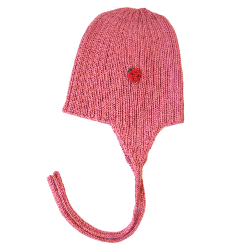 Esencia Alpaca Amber String Hat - 100% Alpaca Fiber Pink Coral | Little Mino