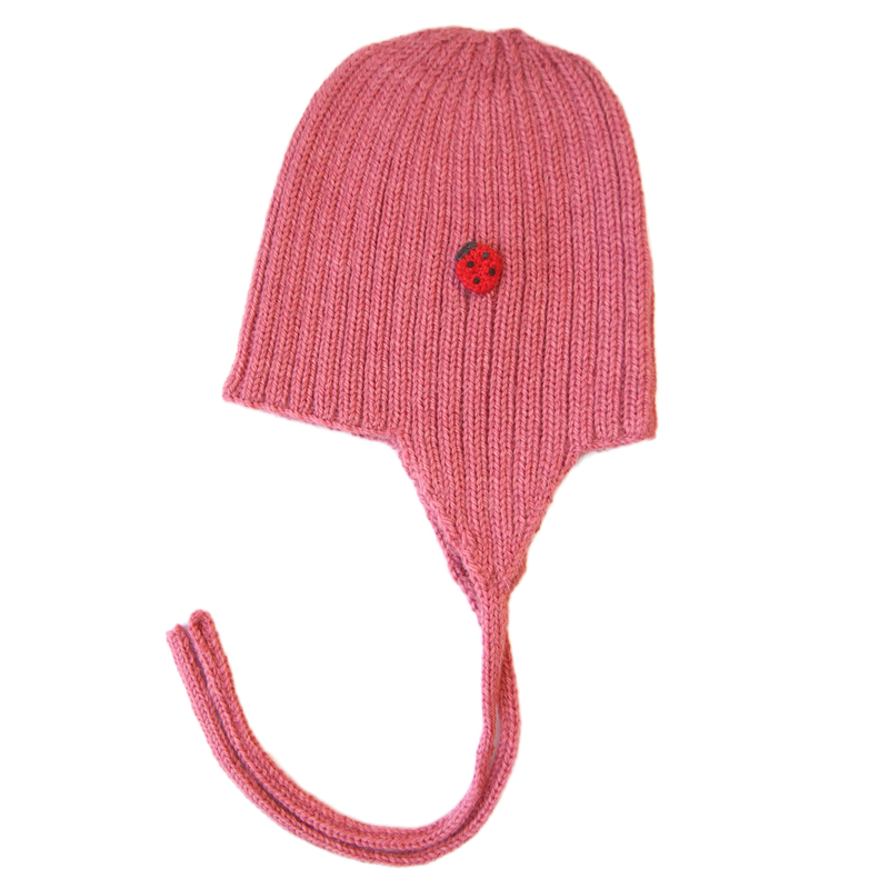 Esencia Alpaca Amber String Hat - 100% Alpaca Fiber Pink Coral | Little Mino