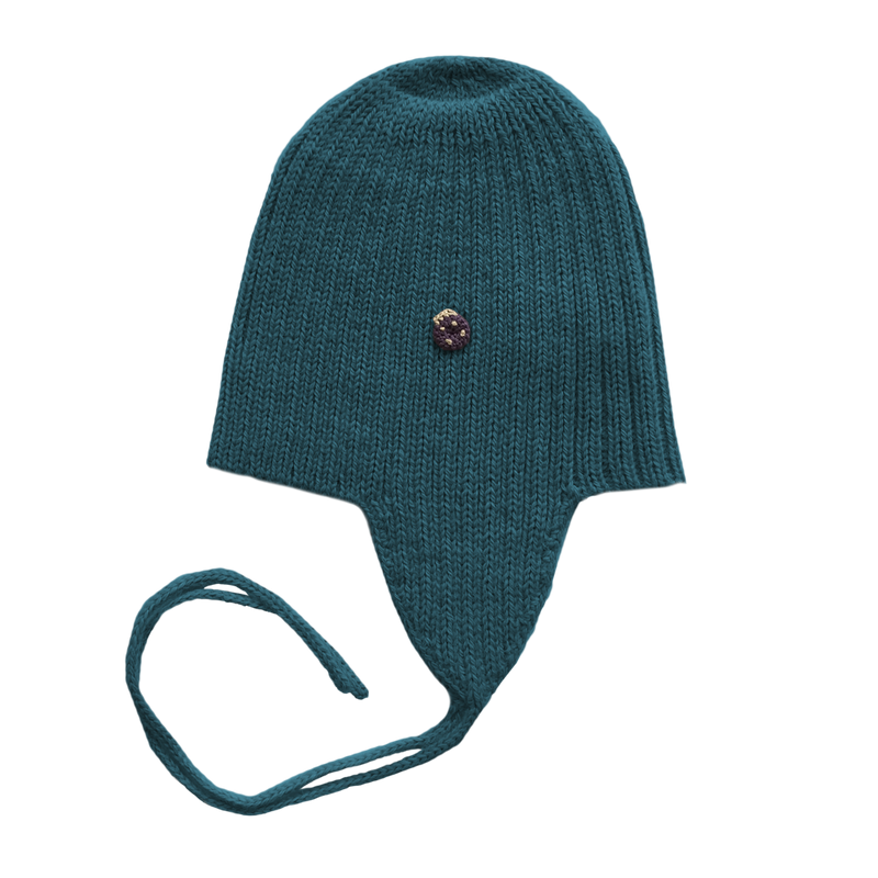 Esencia Alpaca Amber String Hat - 100% Alpaca Fiber Teal | Little Mino