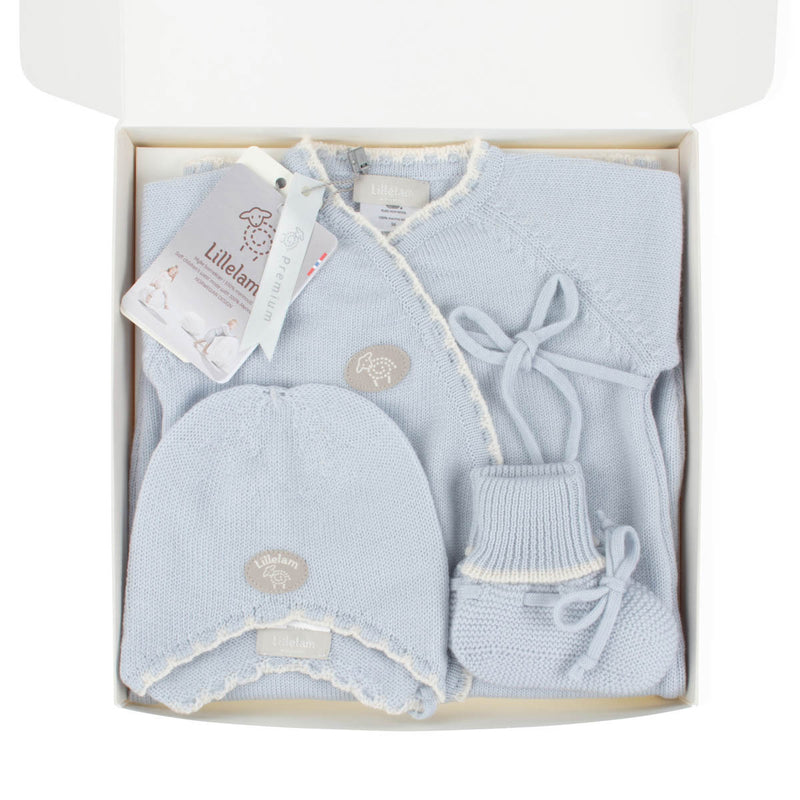 Lillelam Merino Wool Hentesett Take-Home Outfit Sky Blue | Little Mino alternate view