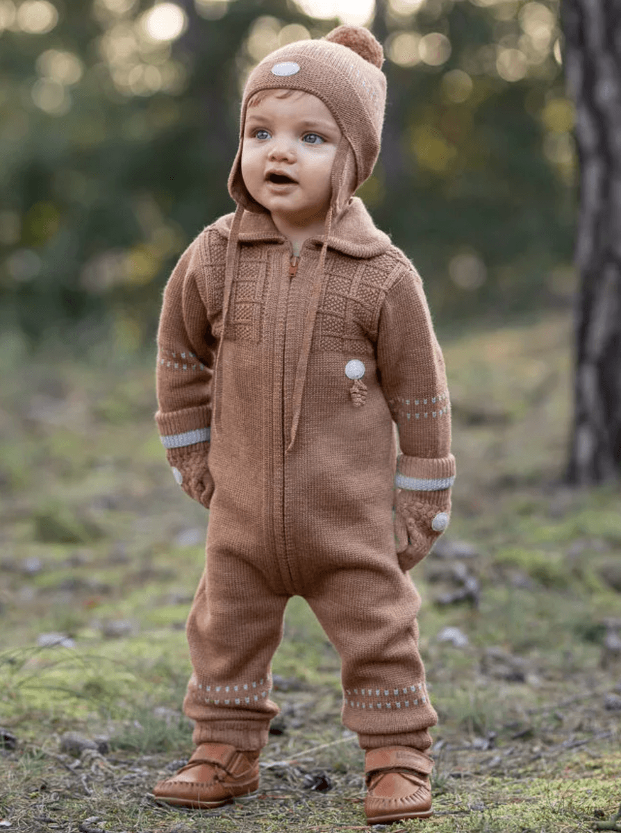 Lillelam Baby Bunting Suit Classic - 100% Merino Wool Baby Golden Teddy | Little Mino